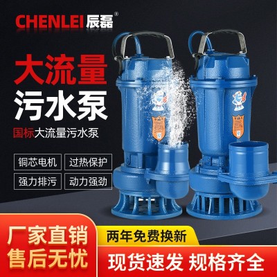 單相污水泵工程銅芯排污泵家用220V大功率大流量泥漿農用潛水電泵
