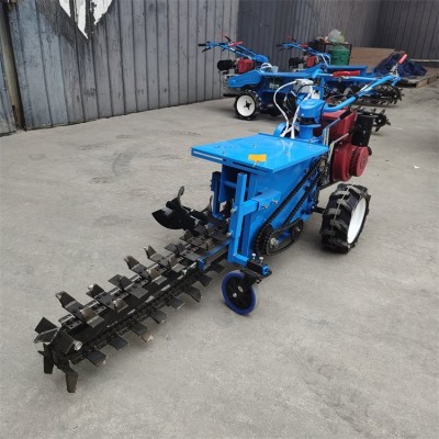 手扶式鏈條開溝機 液壓升降柴油開槽機 20寬工程埋管挖溝機