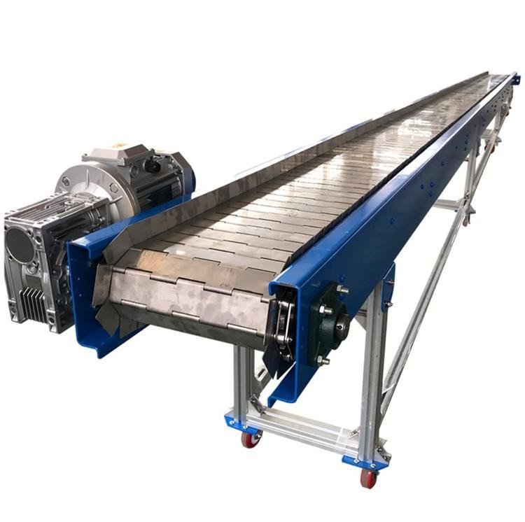 304不銹鋼鏈板輸送機 食品加工流水線板鏈傳送機 沖孔鏈板輸送帶