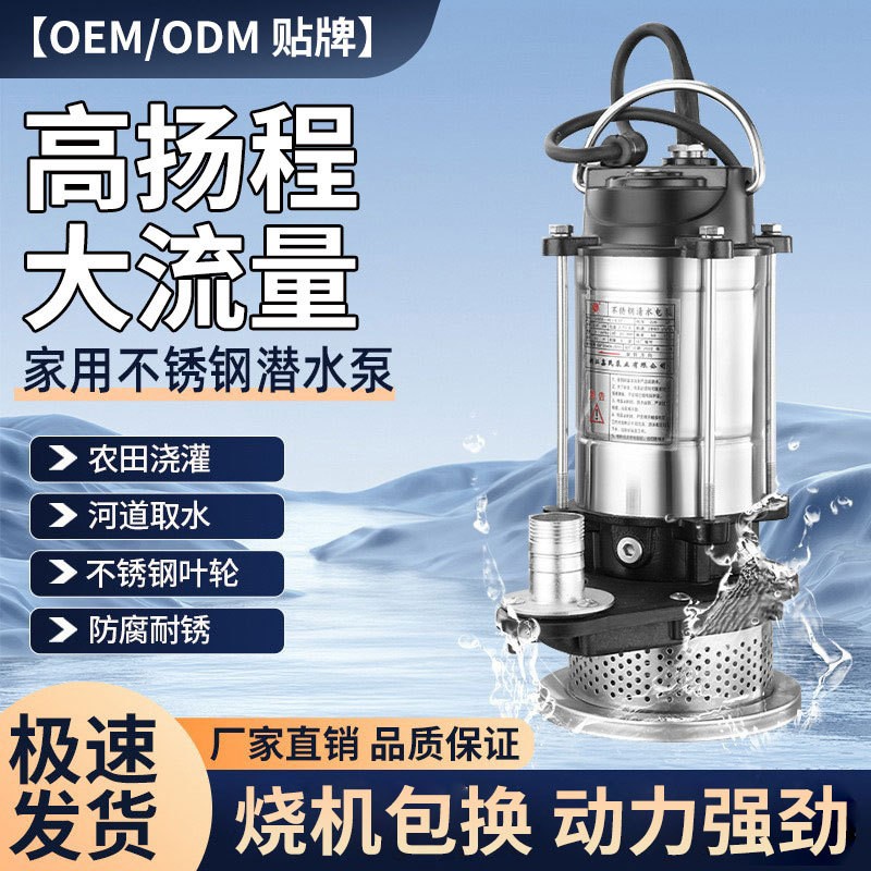 不銹鋼潛水清水泵一寸高揚程家用抽水水泵水井灌溉單相抽水機220V